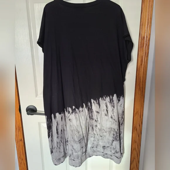 Size 2 torrid lovesick dolman lace up cotton tie-dye dress black grey - Picture 4 of 5